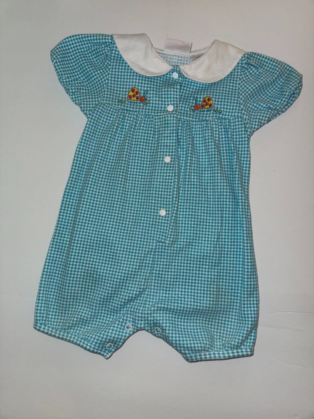 Vintage Blue Gingham Romper by Small Steps, 18 mo